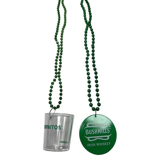Set of 2 Hornitos Necklace Green Mardi Gras Beads Necklace St Patrick's Day 3e - Picture 1 of 8